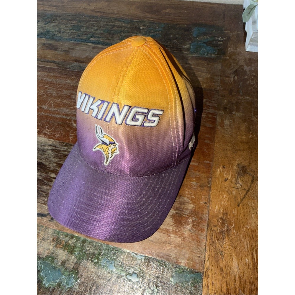 VINTAGE Minnesota Vikings Puma Pro Line Hat Cap Adult Strapback Purple Yellow